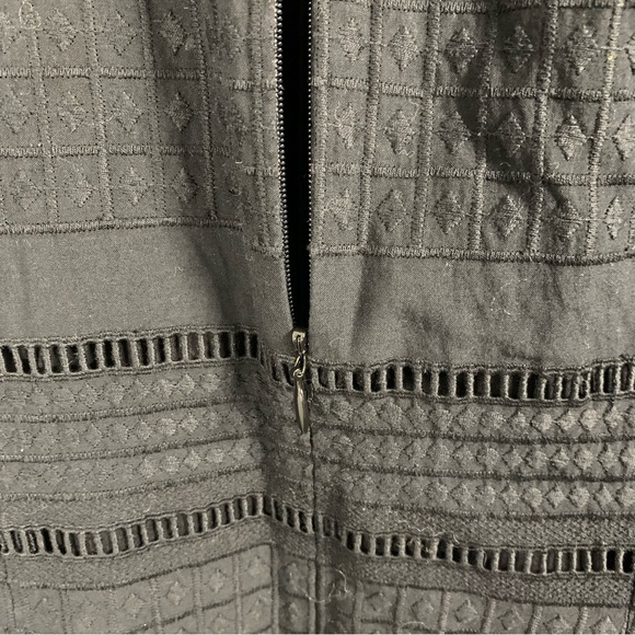 J Crew Shift Dress Eyelet Sz‎ 4 Black Classic Embroidered Flutter Sleeve Preppy - Picture 9 of 15